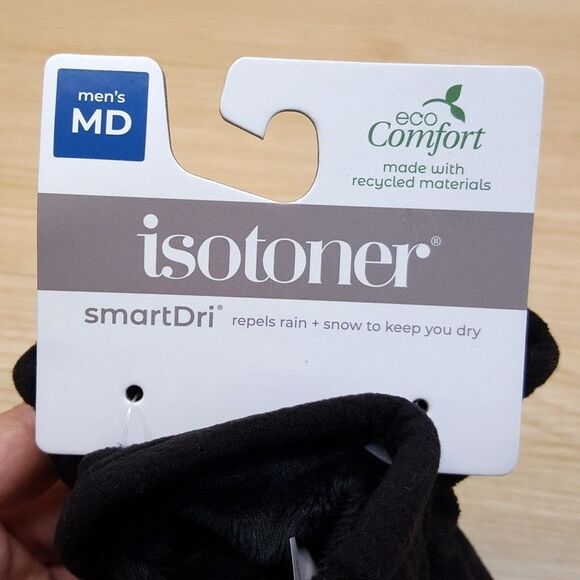 ISOTONER Gloves Mens Medium Black Touchscreen Water Repellent Plush Lined Winter - Picture 5 of 7